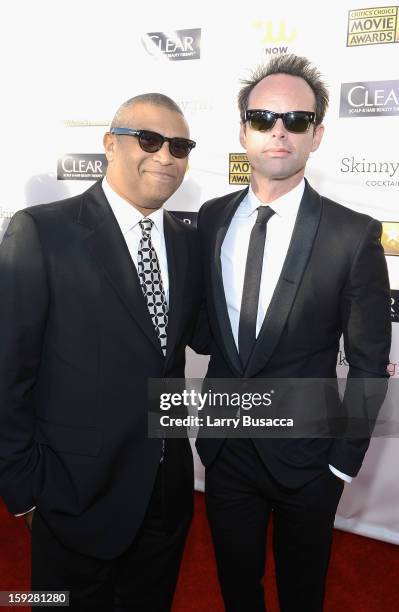 Producer Reginald Hudlin and actor Walton Goggins attends the 18th Annual Critics' Choice Movie Awards held at Barker Hangar on January 10, 2013 in...