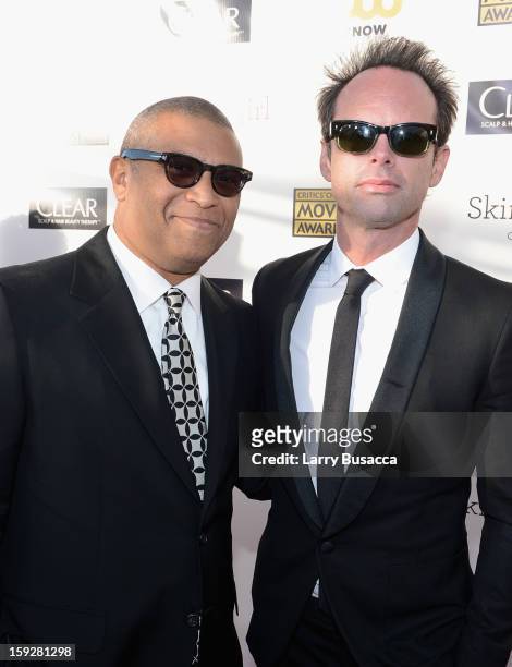 Producer Reginald Hudlin and actor Walton Goggins attend the 18th Annual Critics' Choice Movie Awards held at Barker Hangar on January 10, 2013 in...