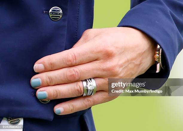 Zara Tindall after competing in the dressage phase, on her horse 'Classicals Euro Star', of the 2023 Festival of British Eventing at Gatcombe Park on...