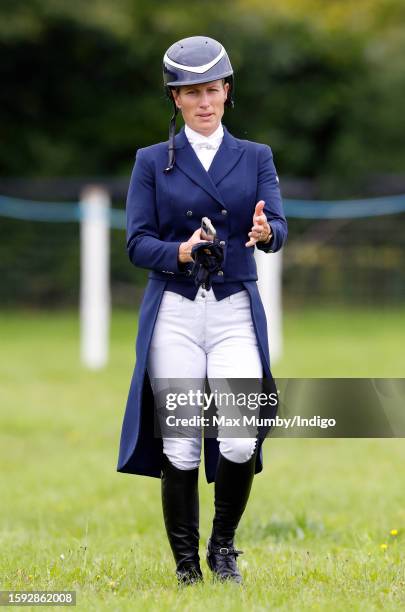 Zara Tindall after competing in the dressage phase, on her horse 'Classicals Euro Star', of the 2023 Festival of British Eventing at Gatcombe Park on...