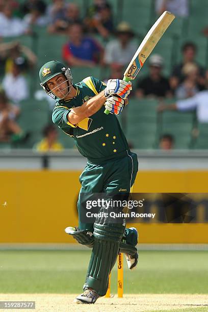 Glenn Maxwell of Australia bats during game one of the Commonwealth Bank One Day International series between Australia and Sri Lanka at the...