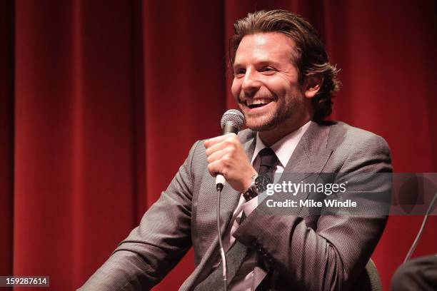 Bradley Cooper speaks on stage during SAG screening for "Silver Linings Playbook" presented by Weinstein Company at Wadsworth Theater on January 10,...