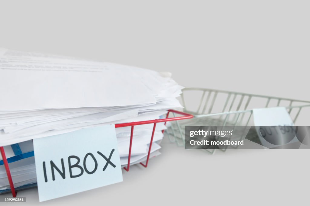 Inbox And Outbox Trays In An Office Over White Background High-Res ...