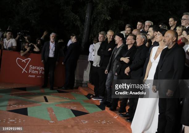 Big names of the film industry arrive at the red carpet area in front of Bosnian National Theater before the premiere of the motion picture 'Kiss The...