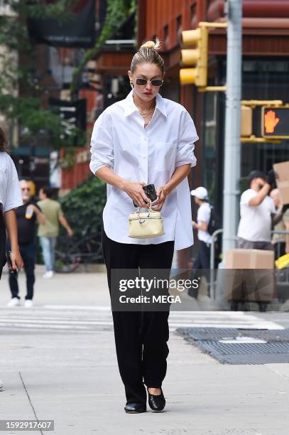 Gigi Hadid is seen on August 11, 2023 in New York, New York.