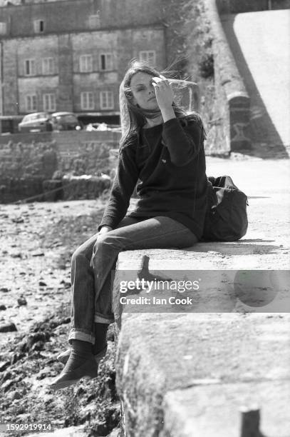 Former Model and now owner of the Abbey Hotel, Jean Shrimpton poses for a portrait in 1982 in Penzance, Cornwall, UK.