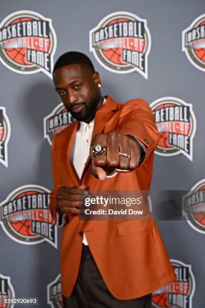 Dwyane Wade poses for a portrait during the Class of 2023 Tip-Off Celebration and Awards Gala as part of the 2023 Basketball Hall of Fame...