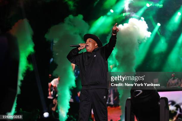 Joseph Simmons of Run-D.M.C. Performs during Hip Hop 50 Live at Yankee Stadium on August 11, 2023 in New York City.