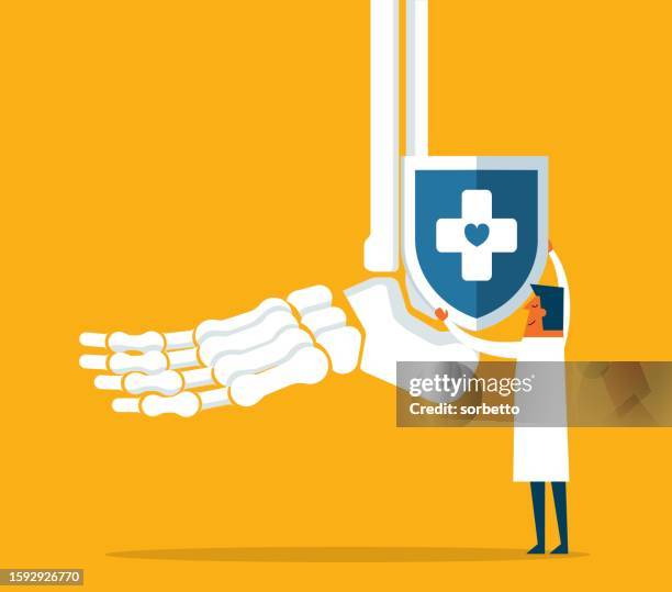ilustraciones, imágenes clip art, dibujos animados e iconos de stock de protección ósea - pie - tendinitis