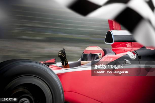 indy race car winner with thumbs up. - motorsport event stock pictures, royalty-free photos & images