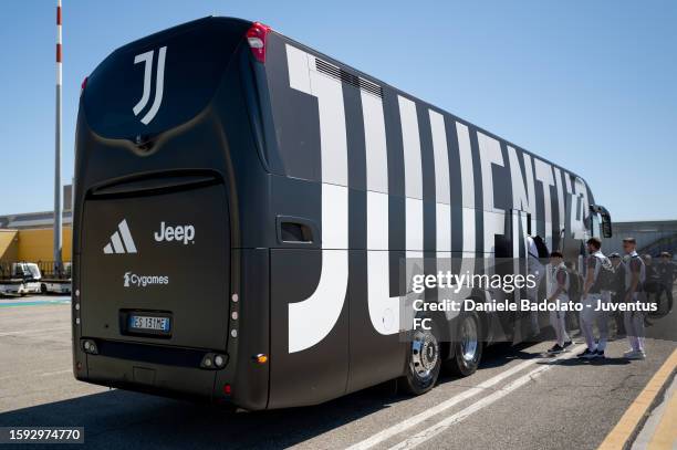 Juventus players before the friendly match between Juventus and Atalanta on August 12, 2023 in Cesena, Italy.