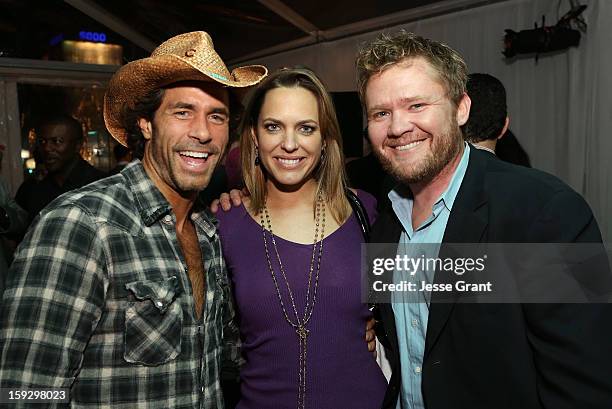 Shawn Christian, Arianne Zucker and Scott Michael Campbell attend The 4th Annual Unbridled Eve Derby Prelude Party at The London West Hollywood on...