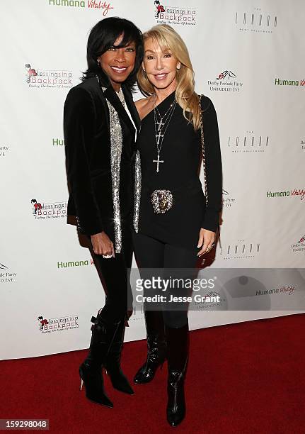 Natalie Cole and Linda Thompson attend The 4th Annual Unbridled Eve Derby Prelude Party at The London West Hollywood on January 10, 2013 in West...