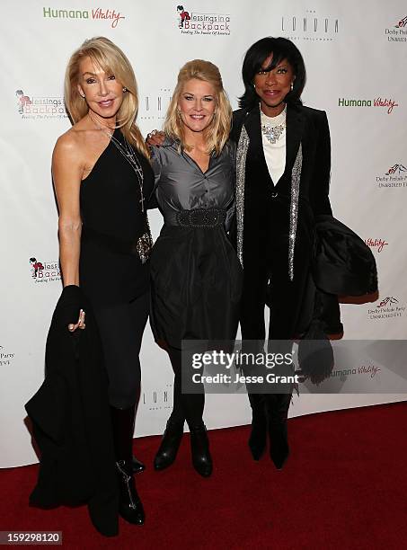 Linda Thompson, Tonya York Dees and Natalie Cole attend The 4th Annual Unbridled Eve Derby Prelude Party at The London West Hollywood on January 10,...