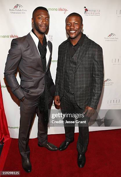 Aldis Hodge and Edwin Hodge attend The 4th Annual Unbridled Eve Derby Prelude Party at The London West Hollywood on January 10, 2013 in West...