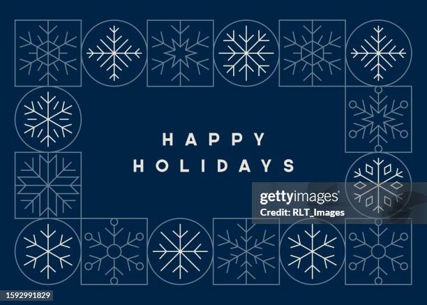 happy holidays greeting card design with geometric snowflake pattern - happy holidays stock illustrations