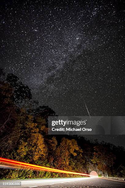 Orionid meteor shower 2012 Milky Way Traffic trails Autumn