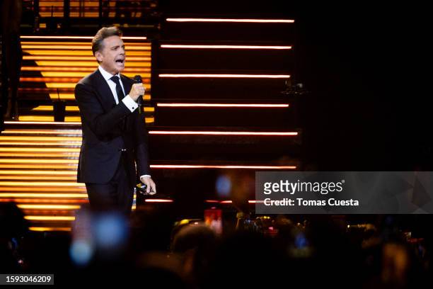 Luis Miguel performs during his second sold out show at Movistar Arena on August 04, 2023 in Buenos Aires, Argentina.