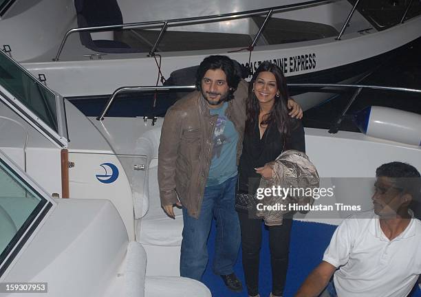 Indian bollywood actress Sonali Bendre with her husband Goldie Behl during the Hrithik Roshan’s birthday party on Yacth, which is hosted by Hrithik’s...