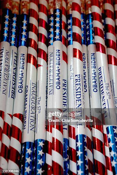 Commemorative pencils are for sale at the Presidential Inaugural Committee's store near the intersection of 11th and F Streets NW January 11, 2013 in...