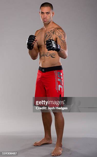 Dylan Andrews poses for a portrait during a portrait session prior to filming for season seventeen of The Ultimate Fighter at the UFC Training Center...