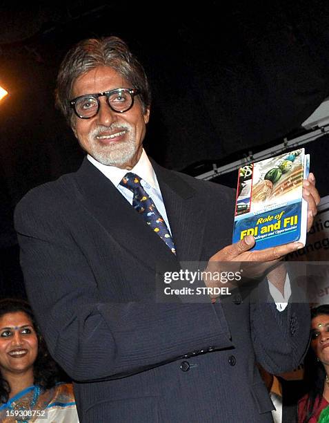 Indian Bollywood actor Amitabh Bachchan attendeds the Valedictory Function on International Commerce and Management during an event in Mumbai on...