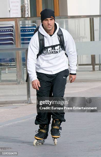 David Bustamante is seen rolling skates on December 25, 2012 in Oviedo, Spain.