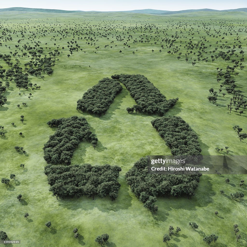 Forest shaped recycling symbol