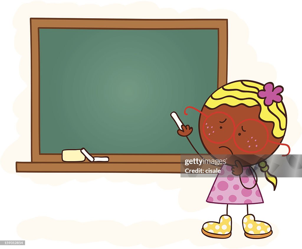 Black Female Student And Blackboard Cartoon Illustration High-Res Vector  Graphic - Getty Images
