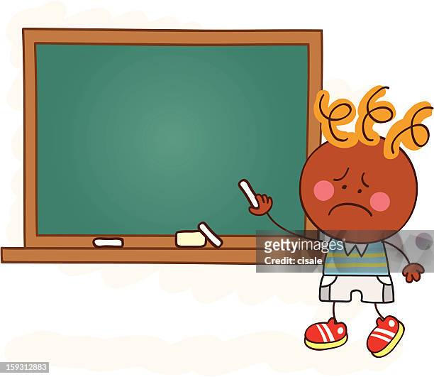 Kid Writing On Chalkboard Cartoon High Res Illustrations - Getty Images