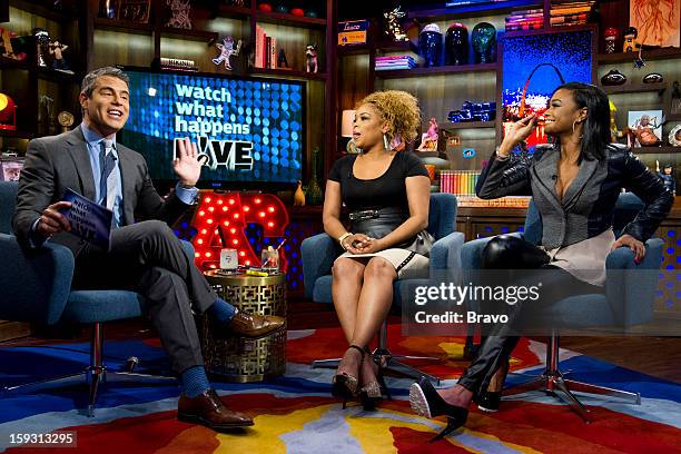 Pictured : Andy Cohen, Tionne "T-Boz" Watkins and Tatyana Ali -- Photo by: Charles Sykes/Bravo/NBCU Photo Bank via Getty Images