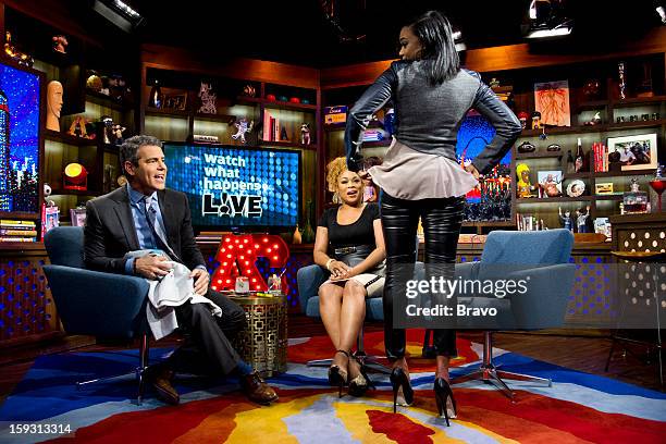 Pictured : Andy Cohen, Tionne "T-Boz" Watkins and Tatyana Ali -- Photo by: Charles Sykes/Bravo/NBCU Photo Bank via Getty Images