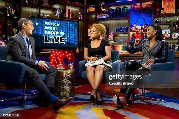 Pictured : Andy Cohen, Tionne "T-Boz" Watkins and Tatyana Ali -- Photo by: Charles Sykes/Bravo/NBCU Photo Bank via Getty Images