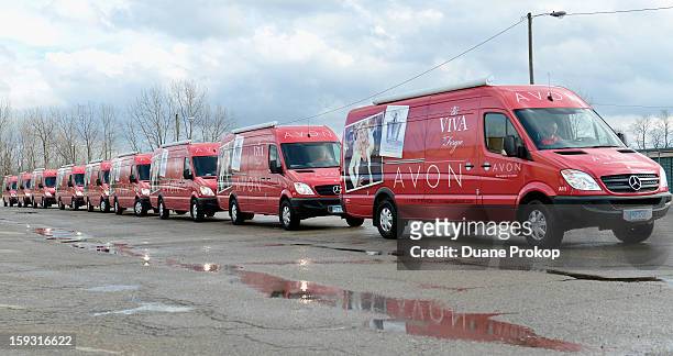 Vans line up as Avon Kicks off the SAY YES TO AVON BEAUTY on January 11, 2013 in Columbus, Ohio.