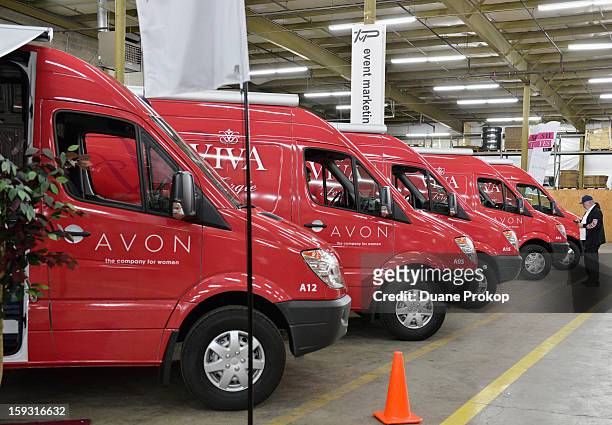 Vans are lined up as Avon Kicks off the SAY YES TO AVON BEAUTY on January 11, 2013 in Columbus, Ohio.