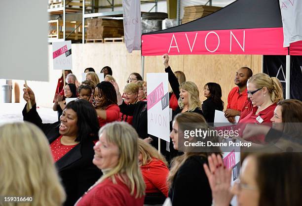 Representatives cheer as Avon Kicks off the SAY YES TO AVON BEAUTY on January 11, 2013 in Columbus, Ohio.
