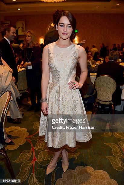 Actress Emilia Clarke attends the 13th Annual AFI Awards at Four Seasons Los Angeles at Beverly Hills on January 11, 2013 in Beverly Hills,...