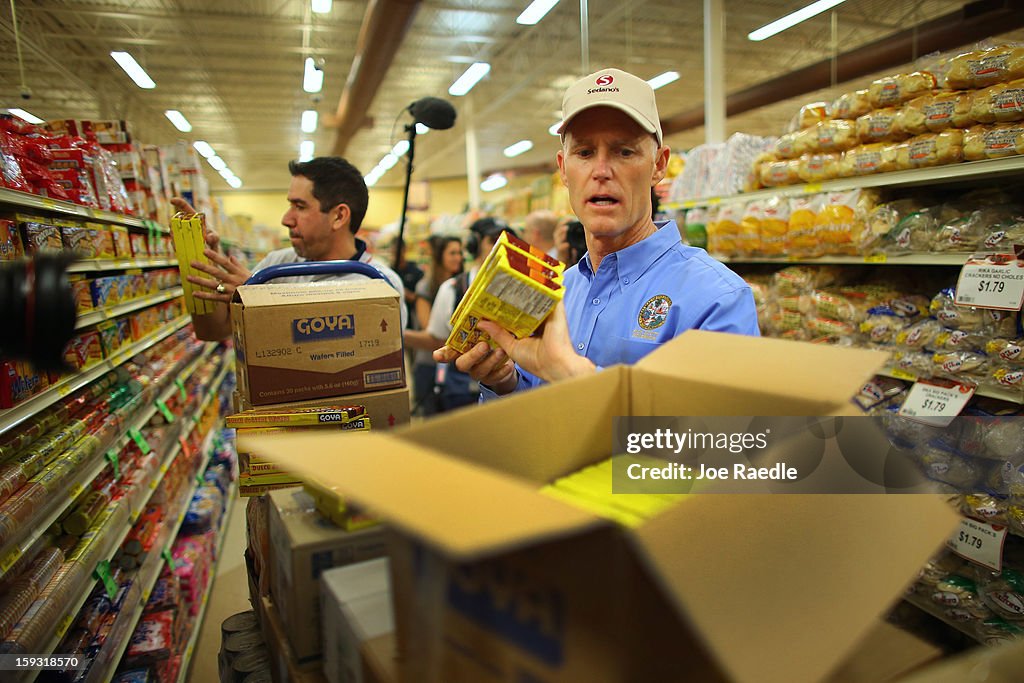 Governor Rick Scott Visits Goya Plant And Supermarket