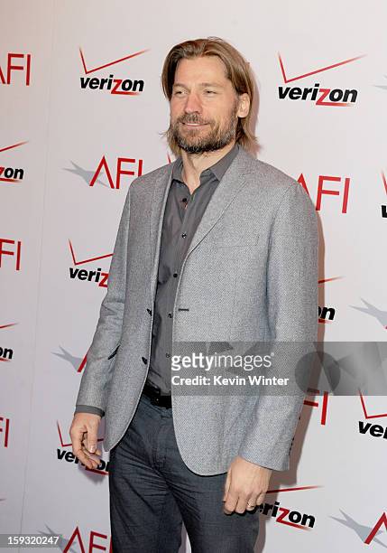 Actor Nikolaj Coster-Waldau attends the 13th Annual AFI Awards at Four Seasons Los Angeles at Beverly Hills on January 11, 2013 in Beverly Hills,...