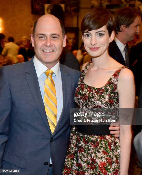 Showrunner Matt Weiner and actress Anne Hathaway attend the 13th Annual AFI Awards at Four Seasons Los Angeles at Beverly Hills on January 11, 2013...