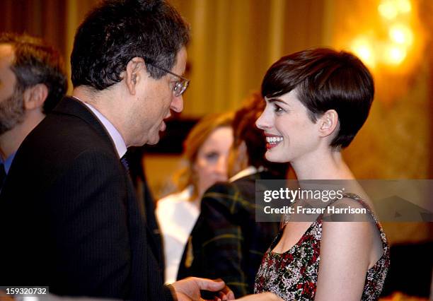 Producer Tom Rothman and actress Anne Hathaway attend the 13th Annual AFI Awards at Four Seasons Los Angeles at Beverly Hills on January 11, 2013 in...