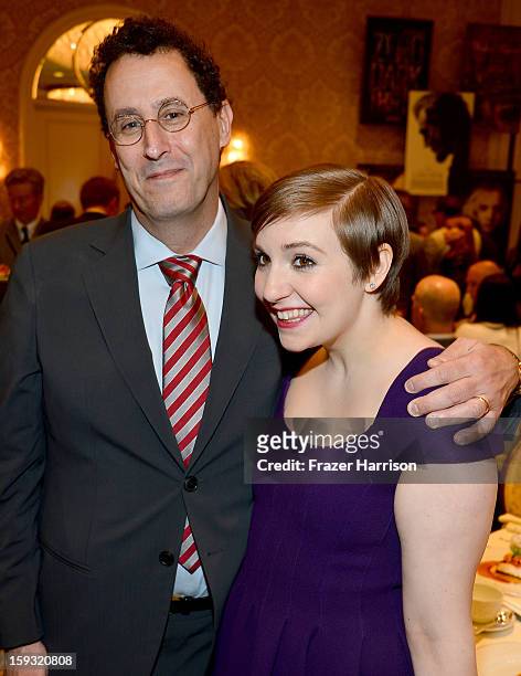 Writer Tony Kushner and actress Lena Dunham attend the 13th Annual AFI Awards at Four Seasons Los Angeles at Beverly Hills on January 11, 2013 in...
