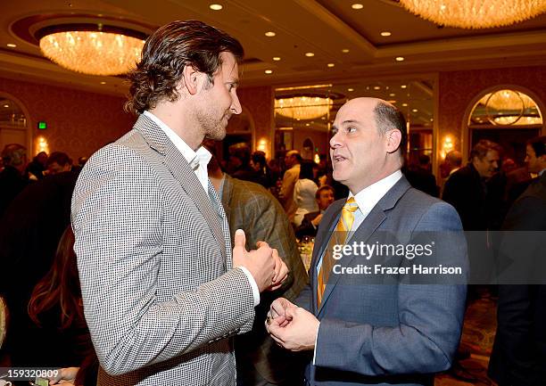 Actor Bradley Cooper and producer/writer Matthew Weiner attend the 13th Annual AFI Awards at Four Seasons Los Angeles at Beverly Hills on January 11,...