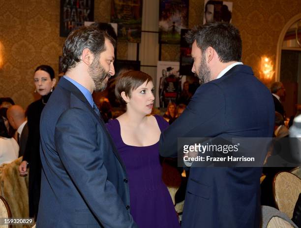 Writer/director Judd Apatow, writer/actress Lena Dunham, and director/actor Ben Affleck attend the 13th Annual AFI Awards at Four Seasons Los Angeles...