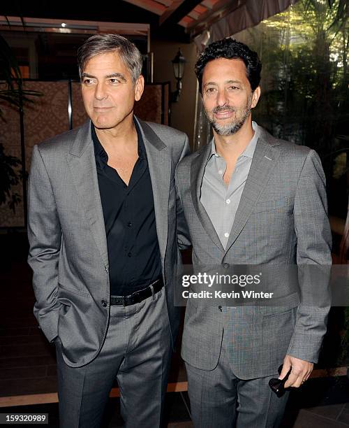 Actor George Clooney and actor/producer Grant Heslov attend the 13th Annual AFI Awards at Four Seasons Los Angeles at Beverly Hills on January 11,...