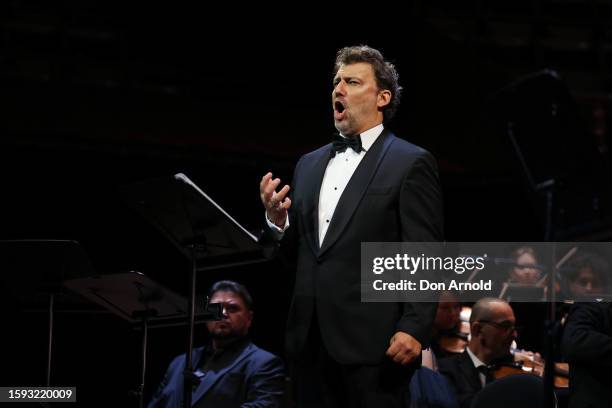 Jonas Kaufmann performs during the final dress rehearsal of "La Gioconda In Concert" at Sydney Opera House on August 05, 2023 in Sydney, Australia.
