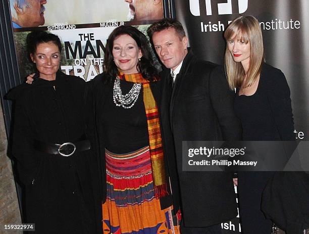 Director Mary McGuckian, Kate O'Toole, Larry Mullen Jr. And Ann Acheson attend a screening of 'Man on the Train' on January 11, 2013 in Dublin,...
