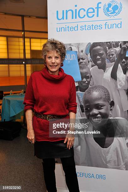 Dena Kaye, daughter of Danny Kaye poses for a portrait at Danny Kaye Centennial Birthday Celebration at United Nations International School on...