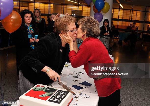 Caryl Stern, President and CEO U.S. Fund for UNICEF and Dena Kaye daughter of Danny Kaye attend Danny Kaye Centennial Birthday Celebration at United...