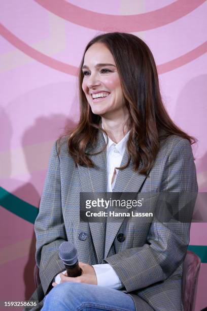 Angel City co-founder Natalie Portman speaks during the Angel City Equity Summit at Sydney Opera House on August 04, 2023 in Sydney, Australia.
